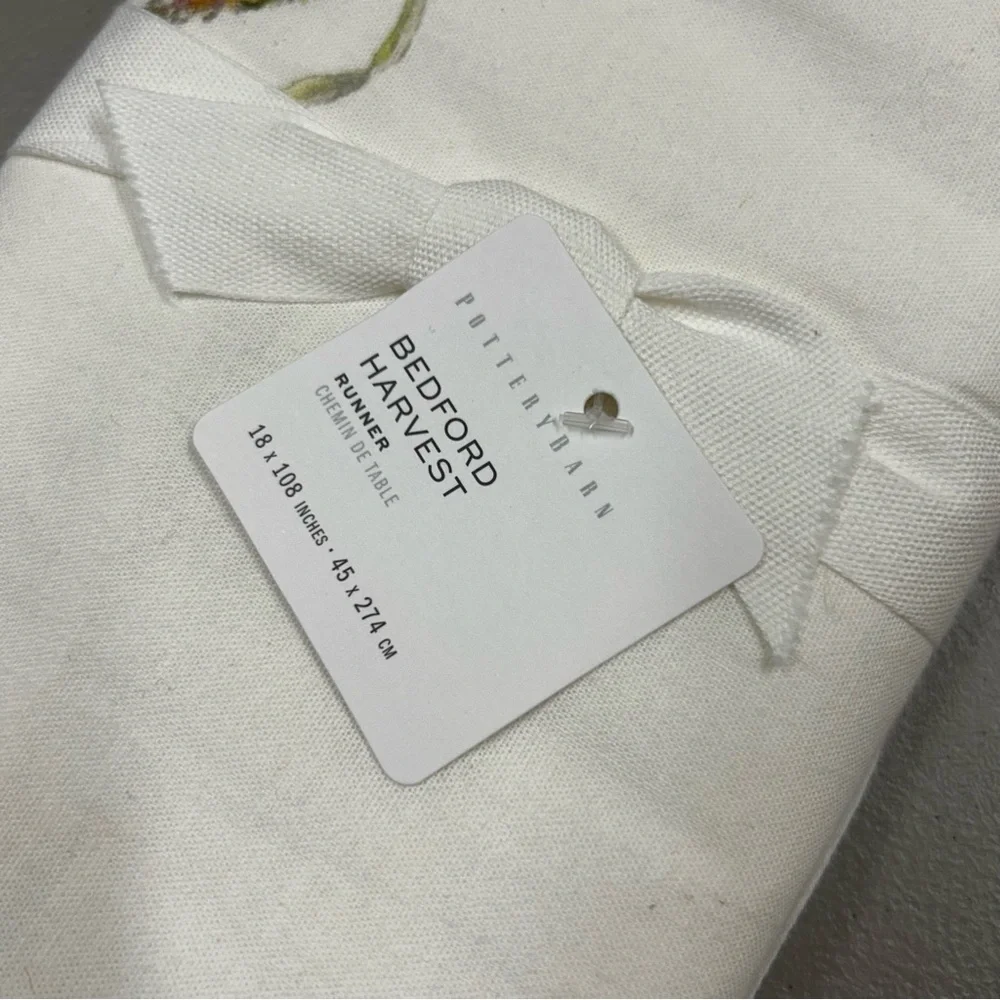 Pottery Barn Bedford Harvest Pumpkin Autumn Fall Linen Kitchen Table Runner NWT